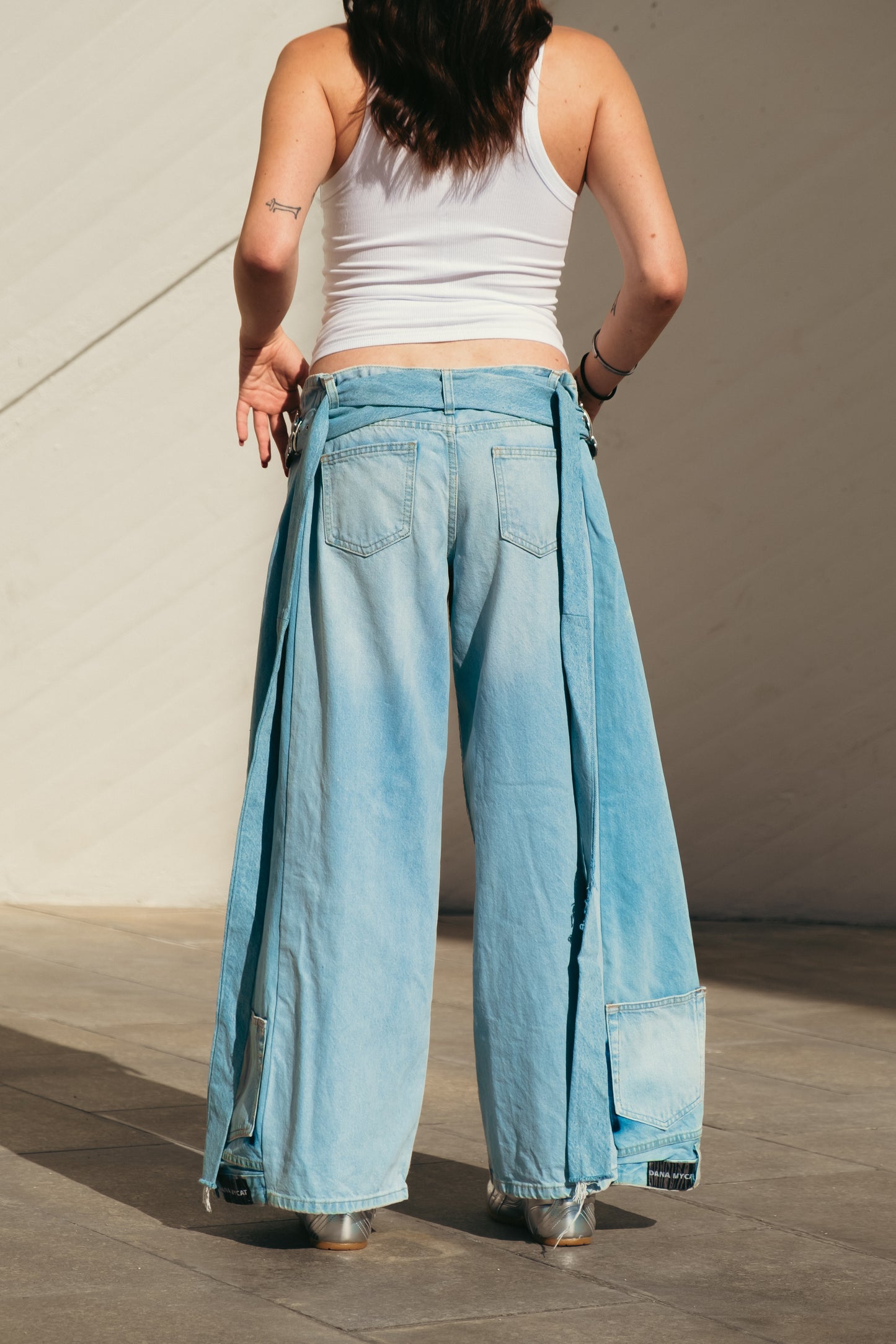 Light Blue Double Buckle Pants