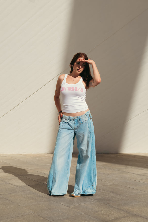 Light Blue Double Buckle Pants