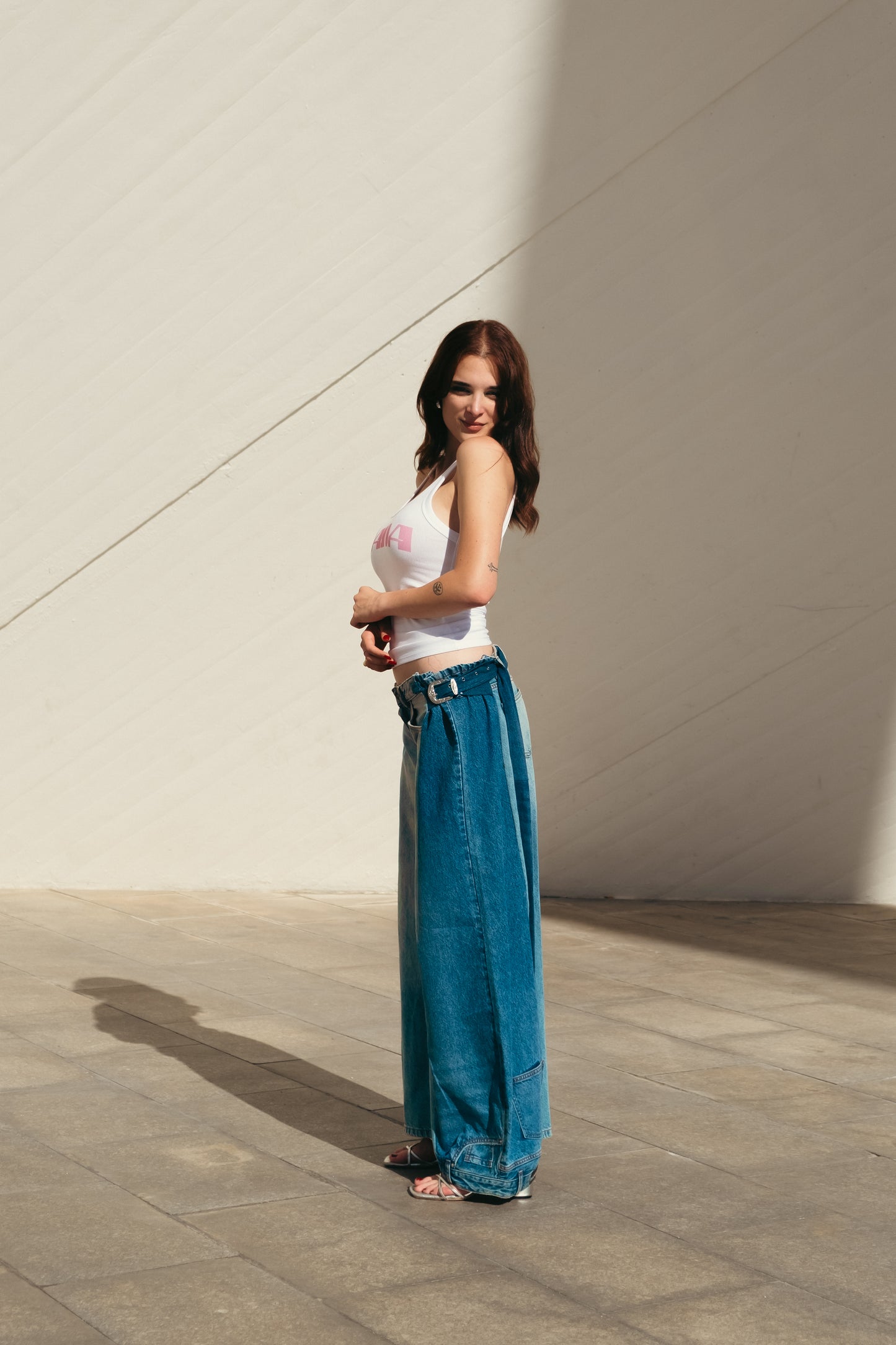Double Colour Shoulder Strap Pants
